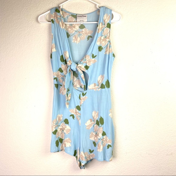 Privacy Please Blue Floral Rivington Romper SZ S - Picture 3 of 10